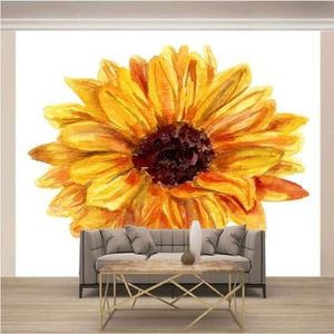 Studie Woonkamer Achtergrond Muur Behang Gele Bloemen Bloemen Landschap Moderne Muurschildering Slaapkamer-250Cm×170Cm