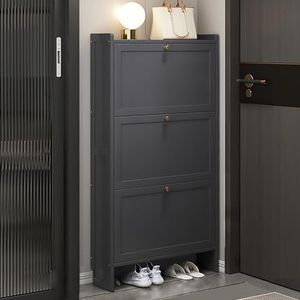 Smal Schoenenrek Kabinet， met 2 Flip Drawers Vrijstaande Slanke Verborgen Schoenenrek(3 Tier,27.6inch/70cm)