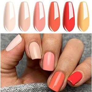 Vishine 6 stuks gelnagellak, de designset voor nagellakset, semi-permanente nagelset, oranje, uv-led-nagellak, 8 ml