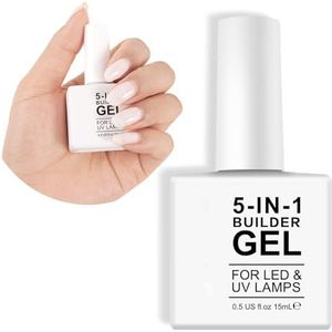 Builder Gel, 5-in-1 nagelbouwergel, bouwbasis in een fles voor nagelversterker, 15 ml harde gel builder verlengnagel, base gel versterker gel builder (wit)