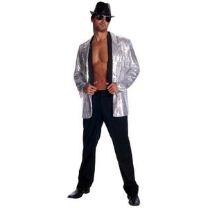 Men's Silver Sequin Costume Jacket Adult Medium 38-40