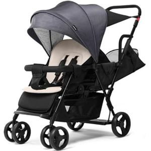 Luxe Dubbele Kinderwagen Opvouwbare Metalen Zittende Tandem Kinderwagens Verstelbare Luifel Trolley Kinderwagen Draagbare Kinderwagen