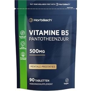 Vitamin B5 Pure 500mg | Pantotheenzuur | Vitamine B5 | 90 Vegane Tabletten | Pantothenic Acid | Horbaach