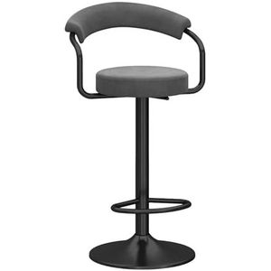 Draaibare barkrukken, in hoogte verstelbare tegenkrukken Barstoelen, fluwelen keukeneilandstoel met rugleuning en zwarte voetsteun Barkrukken for ontbijtkeuken (Color : Flock, Size : Seat height 65-