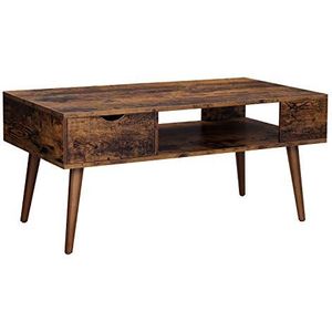 VASAGLE Salontafel met opbergruimte, lade, open vak, lange poten, voor woonkamer, eetkamer, 100 x 50 x 45 cm, rustiek bruin LCT028X01