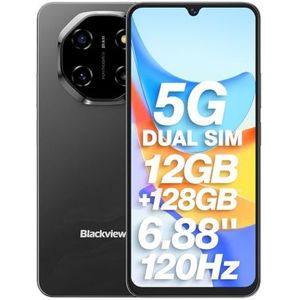 Blackview Shark 6 5G Smartphone met IA, 12 GB + 128 GB, display van 17,3 cm (6,88 inch) HD+ 120 Hz, 3 geïntegreerde AI-assistenten, camera 16 MP + 8 MP, Dual 5G Dual SIM, Android 15, gratis smartphone