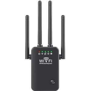 WiFi-extenders Signaalversterker 2.4G Draadloze WiFi-internetrepeater 300 Mbps 4 Antennes Groot Bereik Met Ethernet-poort For Thuis Uitgebreide Dekking(Black)