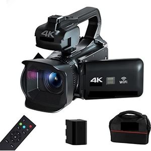 Videocamera Vlogcamera Recorder Autofocus 4K Camcorder 18X Zoom 64MP Digitale Video Camera for Streaming Webcam Time-lapse 4""Touchscreen-recorder(16G SD Card,Video Camera)