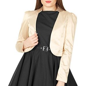 BlackButterfly Formeel Satijn Lang Mouw Bolero Shrug Jasje (Champagne, M)