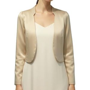 BlackButterfly Formeel Satijn Lang Mouw Bolero Shrug Jasje (Champagne, M)