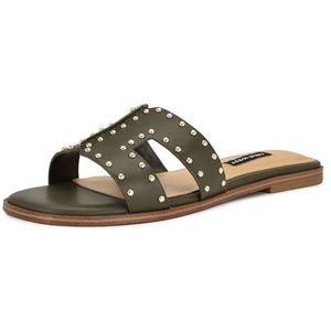 Nine West Giny platte sandaal voor dames, groen 310, 6 UK