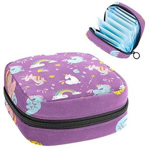 verlegen eenhoorns, Periode Pouch Draagbaar, Tampon Opbergtas,Tampon Houder voor Portemonnee Vrouwelijke Product Organizer, Meerkleurig, 4.7x6.6x6.6 in/12x17x17 cm