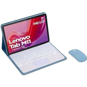Toetsenbordhoes Voor Lenovo Tab M11 11 Inch, 7 Coolor Bluetooth-Toetsenbord Met Achtergrondverlichting En Touchpad, Zachte TPU-Achterkant, Bluetooth-Muis,Blauw