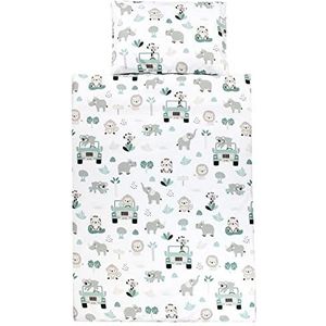 TupTam Kinderbeddengoed Jongens Meisjes Set 2-delig 100 x 135 cm + 40 x 60 cm, Zoo Groen, 135x100 cm