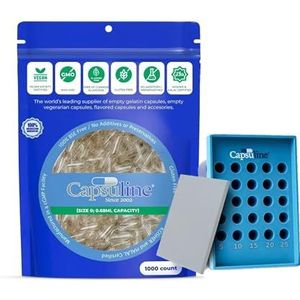 Capsuline DIY-bundel - duidelijke maat 0 lege vegetarische capsules 1000 Count Vulling Veggie Pill Caps met Capsu-Tray Manual Capsule Holding Tray