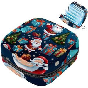 MUOOUM Merry Christmas Patroon Maandverband Opbergtas Menstruatie Pad Tas Draagbare Menstruatie Cup Pouch met Rits voor Tiener Meisjes Vrouwen Dames