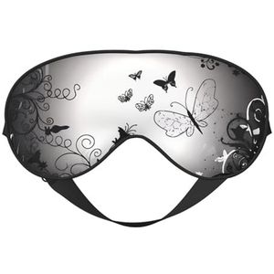 Zwart Grijs Vlinders Unisex Elastische Verstelbare Gesp Ontwerp Verduisterende Slaap Oogmasker voor Thuis Reizen Yoga Kantoor Nap