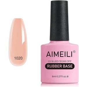 AIMEILI 5 in 1 Rubber Base Gel Gellak Base Coat, Soak Off Builder Gel voor UV LED Nagel Versteviging Rubberbase voor Nail Enhancers Nail Rhinestones Lijm - 8ml(1020)