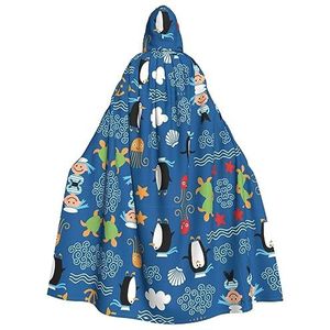 XTYGETY Pinguïn Schildpad Halloween Kerst Mantel Hooded Unisex Vampier Wizard Gewaad Middeleeuwse Cape Ranger Mantel