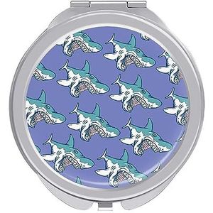 Cartoons Shark Compacte Spiegel Ronde Pocket Make-up Spiegel Dubbelzijdige Vergroting Opvouwbare Draagbare Handspiegel