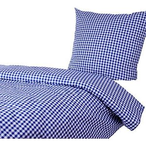 Hans-Textil-Shop Beddengoed Vichy Karo 1x1 cm katoen - geruit met ruitpatroon in landelijke stijl (140x200 cm + 70x90 cm, blauw)