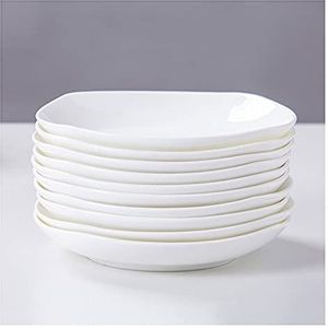 dinerbord 10 stuk diner platen keuken servies ingesteld for gerechten voorgerecht plaat salade en dessertgerechten magnetron en vaatwasserbestendig (wit) bord(Color:6.5Inch)