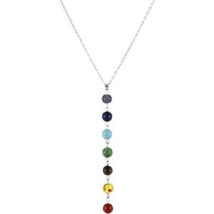 CHRISK 8mm Yoga Multicolor Agaat hanger ketting kleurrijke kraal ketting ketting, Eén maat, Steen