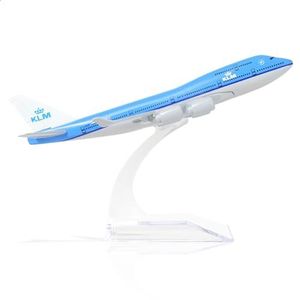 QIYUMOKE 1/400 NL-KLM 747 Modelvliegtuig - Diecast Metal Airplane Model Kits met standaard (6 inch) Alloy Boeing 747 Vliegtuigmodel voor luchtvaartliefhebbers Geschenk of Desktop Display