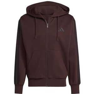 adidas - 3S FL FZ HD - Sweatshirt - Shadow Brown/Black - Ritssluiting