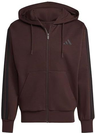 adidas - 3S FL FZ HD - Sweatshirt - Shadow Brown/Black - Ritssluiting