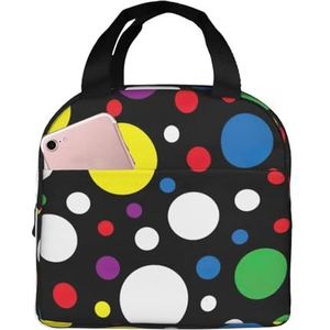 SUHNGE Twister Polka Dots Print geïsoleerde lunchtas: lichtgewicht houdt voedsel urenlang warm/koud voor werk, reizen