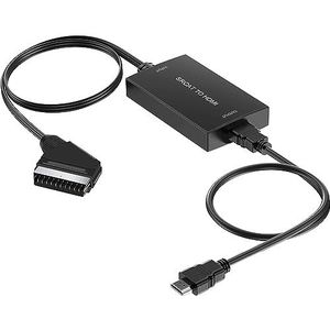 AIFHDAUF Scart naar HDMI-converter met HDMI-kabel, Scart Input HDMI uitgang Video Audio Adapter voor Sky/DVD/STB voor weergave op HDTV's