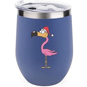 Leuke Kerstman Flamingo Geïsoleerde Tumbler met Deksel Leuke Roestvrij Staal Koffie Mok Duurzaam Thee Cup Travel Mok Blue-stijl