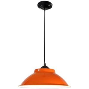 TONFON Vintage metalen blauwe kroonluchter industriële stijl hanglamp enkele kop restaurant hanglamp for keukeneiland woonkamer slaapkamer nachtkastje eetkamer hal plafondlamp(Color:Orange,Size:47cm)