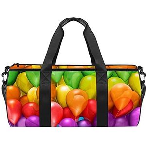 Sporttas, danstas medium lichtgewicht duurzame sporttas duffel gym en overnachting reistas compartiment voor mannen vrouwen grijze lijn bloemen, Kleurrijke ballonnen1 6, 45x23x23cm,