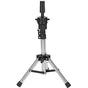 Pruik Head Stand, Verstelbare Professionele Plastic Pruik Display Pruik Haar Hoed Statief Stand Haarhouder Dummy Head voor Kappers Training (Zilver)