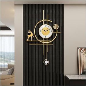 Maan Wandklok Modern Design Houten Stille Klok, Niet-tikkende, 38cm