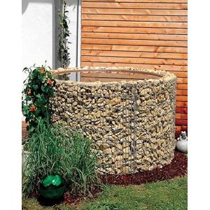 Watervat regenton schanskorf diameter 130cm - hoogte 80cm - regenton bouwpakket incl. vijverfolie en scheidingsvlies Bellissa