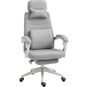 Vinsetto bureaustoel, gamingstoel, stoel met wielen, ergonomisch design, polyester, schuim, MDF, kunststof, 61 x 57 x 117-127 cm