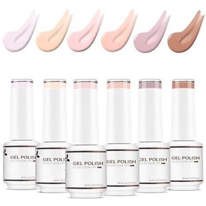 Nicedeco Gel Nagellak Set Semi Permanent Nail Gel UV LED Soak Off Cruelty-Free Gellak Set Kleuren 6 X 8ML Gift Kit 5