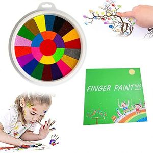 BSTCAR Vingerschilderset voor kinderen, 12/25 kleuren, grappige vingerschilderset met kleurboek, afwasbare vingerverfset, doe-het-zelf schilderset, zet in op creativiteit en fantasie van kinderen