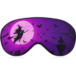 Silhouet Mooie Heks Vliegend op Bezem Slaapmasker met Verstelbare Riem, Comfortabel Zacht Oogmasker Slaaphulp, Lichtblokkerende Oogmaskers