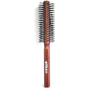 Ronde baardborstel voor mannen voor het gladmaken en ontwarren van het haar, föhnborstel met speciale noppen, haarborstel van echt hout voor baard en haar (large)