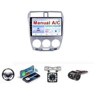 Android 13 Auto Stereo MP5 Player 9'' Screen Autoradio Voor Honda City 2008-2014 Car-play Android Auto GPS-navigatie Bluetooth RDS FM AM DAB+ Radio Stuurbediening Voice Control(NF-4 8Core 4+64G)