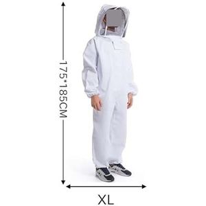 Bijenpak, Full Body Bijenteeltkleding Professionele Imkers Kledingbescherming Bijenteeltpak Safty Sluier Unisex Kinderen Beschermend(XL with gloves)
