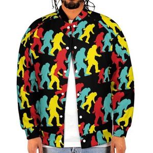 Vintage Bigfoot Silhouet Grappige Mannen Baseball Jacket Gedrukt Jas Zachte Sweatshirt Voor Lente Herfst
