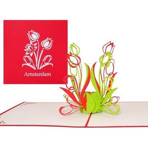 Pop-up kaart tulpen uit Amsterdam - pop-up kaart als cadeau-idee en verjaardagskaart - souvenir, decoratie, waardebon, decoratie en reisvoucher Amsterdam & Holland