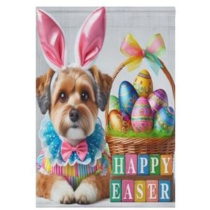 Happy Easter Eggs Leuke Hond Tuin Vlaggen 30 X 45 Inch Kleine Dubbelzijdige Festival Welkom Vlag voor Outdoor Home Decor