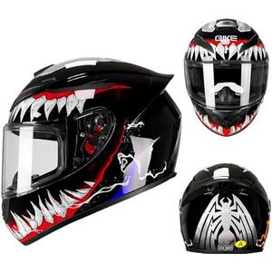 Motorhelmen Race Motocrosshelmen, DOT-goedgekeurd, for bromfietsen Cruisers Scooters (maat medium)(New Venom,Large)
