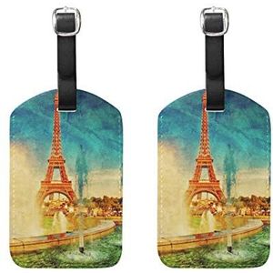Bagagelabels,Retro Eiffeltoren Print Bagagetas Tags Reislabels Koffer Accessoires 2 Stuks Set